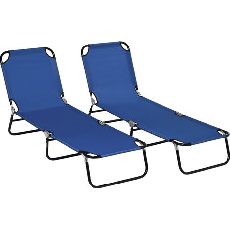 2-teiliges, klappbares Sonnenliegen-Set, 5-fach verstellbare Rückenlehne