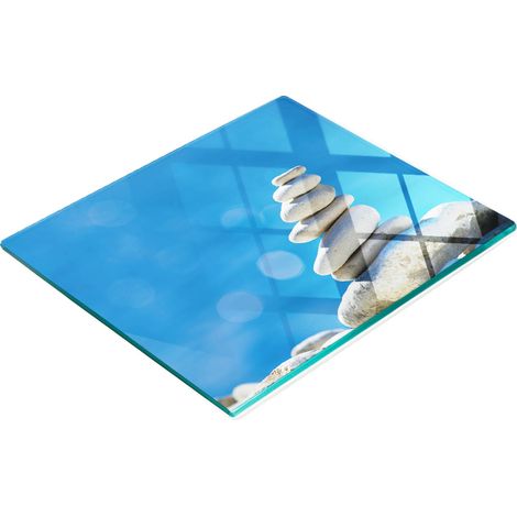Tabla de cortar de cristal para cocina con motivos decorativos de piedra, 60x52 cm. (1/5)