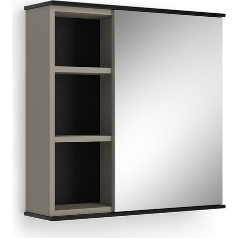 Specchio contenitore bagno Joli, Grigio, 60 x 60 cm con specchio, Vicco