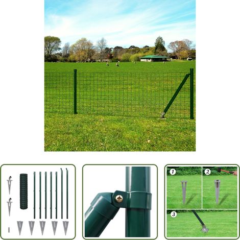 vidaXL Clôture de jardin - Clôture Euro Acier 10 x 1,2 m Vert (1/5)