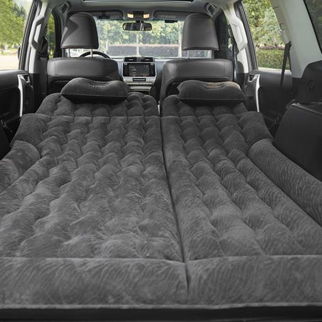 Matelas de voyage gonflable 2 en 1 multifonction - Coussin de repos doux en PVC flocké pour voiture et SUV, Noir