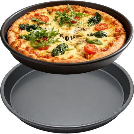 Pizzapan - 20 Cm - Aluminium - Bord Profond Avec Bord Haut - Antiadhésif - Pour Pizza Chicago Et Focaccia - Lot De 2 (1/5)