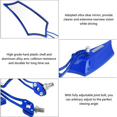 Universelle 10 mm x 8 mm Seitenspiegel für Motorräder und Roller, Paar aus Aluminiumlegierung, blaue Spiegel (1/5)