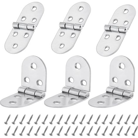 6 Pcs 270 Degree Folding Table Hinges, Flat Cabinet Door Folding Hinges, Metal Round Edge Sewing Machine Folding Table Furniture Flip Tray Hinge