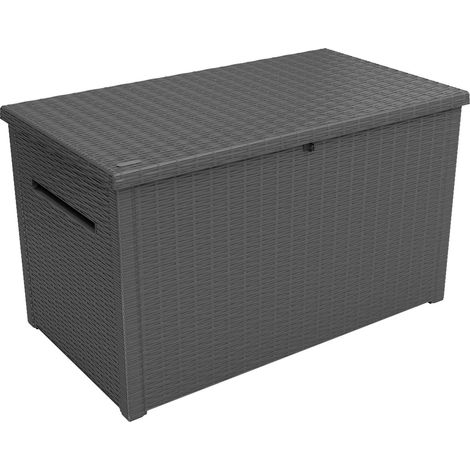 Keter Java Aufbewahrungsbox - 148x83x86cm - 870 Liter Fassungsvermögen - Kunststoff - Anthrazit - wetterbeständig - als Sitzplatz verwendbar (max. 50kg) (1/8)