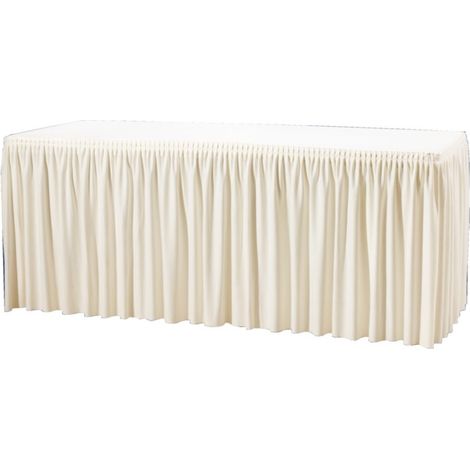 Nappe et jupe de table froncée écru pour Table Pliante 1.8m