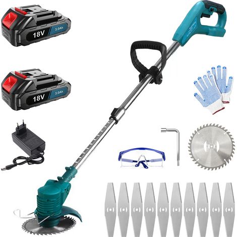 Akku-Rasentrimmer, 30-mm-Elektro-Rasentrimmer mit Messersätzen, mit 2 x 3,0-A-Akkus und Ladegerät, kompatibel mit dem Makita-Ladegerät (1/5)