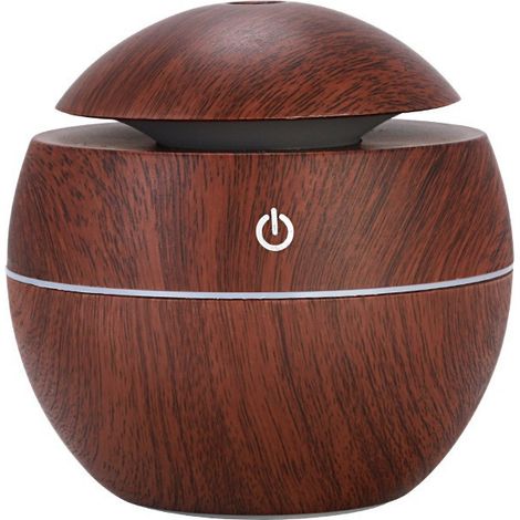 Humidificateur d'Air USB en Forme de Vase, Mini Diffuseur de Brume avec Motif Bois Coloré, Design Décoratif pour Bureau et Chambre, Modèle Bois Foncé