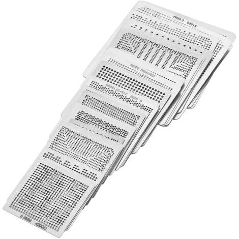 Kit de 33 pochoirs universels BGA pour le rebillage et la réparation, avec grille en acier et fixation à chaud directe. (1/5)