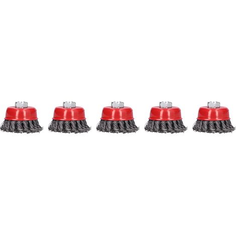 Ensemble de 5 brosses métalliques torsadées en forme de bol, avec vis de fixation M10, pour le polissage (1/5)