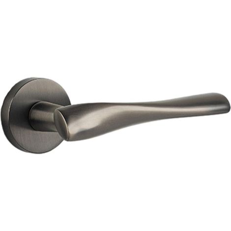 Poignée de porte en laiton avec serrure intégrée pour chambre, salle de bain et intimité. Serrure moderne gris galaxie. (1/5)