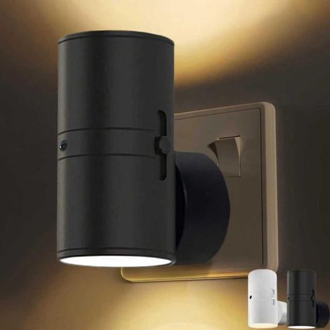 Lampada notturna a LED nera dimmerabile con sensore di luce, luce bianca calda 3000K, ideale per corridoio, camera da letto e cameretta dei bambini. (1/5)