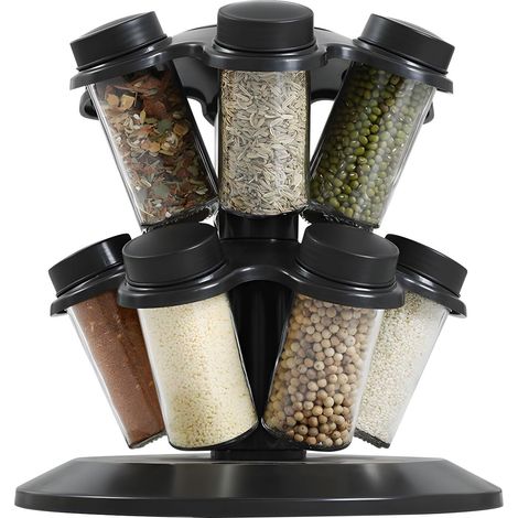Systèmes de stockage de condiments modernes avec base rotative pour 12 pots, empilables, étagère à condiments pratique pour la cuisine (1/5)