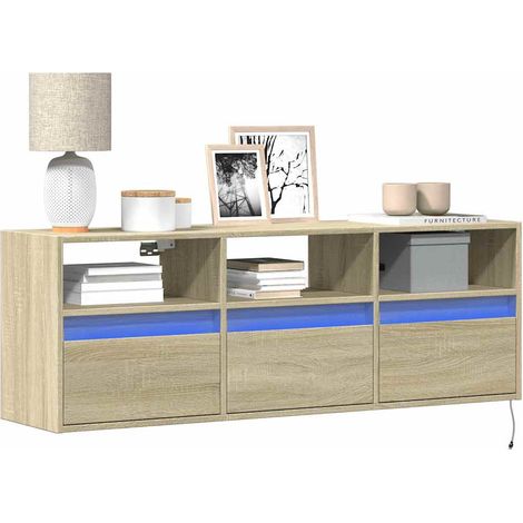 TV-Wandschrank mit LED-Beleuchtung Sonoma-Eiche 130x31x45 cm