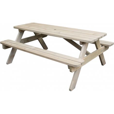 Table de pique-nique - L 180 x l 151 x H 69,8 cm - Naturel - Livraison gratuite