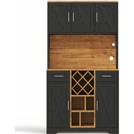 Hoher Küchenschrank mit RGB-LED, ausziehbarem Halter und 2 Schubladen, MDF, 105x40x180 cm (1/5)