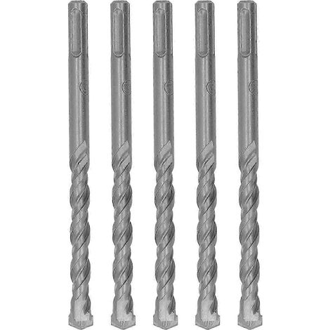 Lot de 5 forets à percussion pour marteau perforateur, 160 mm de longueur, 2 goujures, à pointe carbure auto-centreuse, pour brique, pierre et béton, 12 mm / 0,47 po (1/5)