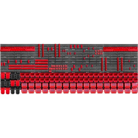 KADAX Werkstattwandregal, Wandplatten, 232 x 78 cm, Rot, 176 tlg.