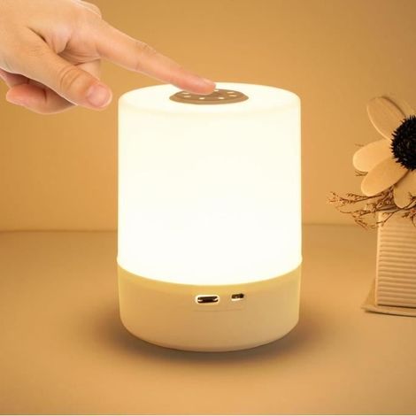 Lampe de Chevet LED,Veilleuse Bébé,Lampe de Chevet Tactile Gradation,Veilleuse LED,Lampe de Soins pour Bébés,Veilleuse Rechargeable (1/4)