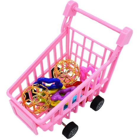 Ensemble de jouets d'entraînement pour perroquets et calopsittes : mini-balles en plastique en forme de chariot de supermarché, étoiles à cinq branches et cercles. (1/4)
