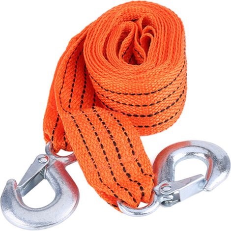 Sangle de remorquage 4 mètres, charge 3 tonnes, corde de traction avec crochets, outil de dépannage véhicule, sangle de levage auto, kit d'urgence voiture (1/5)