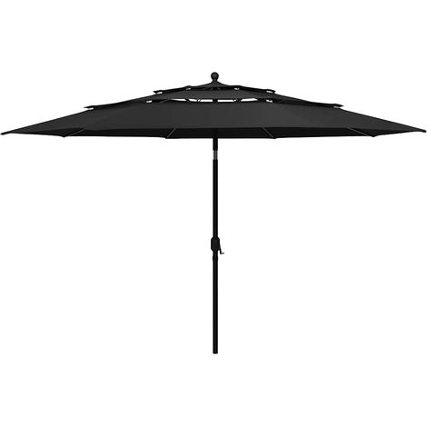 Sonnenschirm mit Aluminium-Mast 3-lagig Schwarz 3,5 m