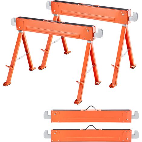 Mophorn Cavalletto Taglialegna Pieghevole con Capacità di Carico 600 kg, Set Portatile da 2 Pezzi con Cuscini Antiscivolo per Lavori di Carpenteria, Supporto Versatile per Banco da Lavoro