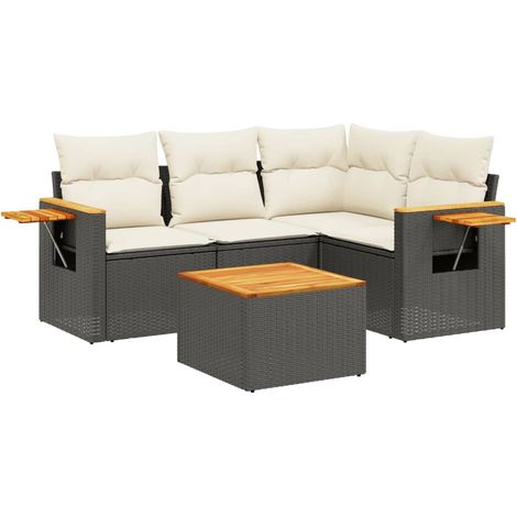 Maison Exclusive - Set de muebles de jardín 5 pzas y cojines ratá (1/5)