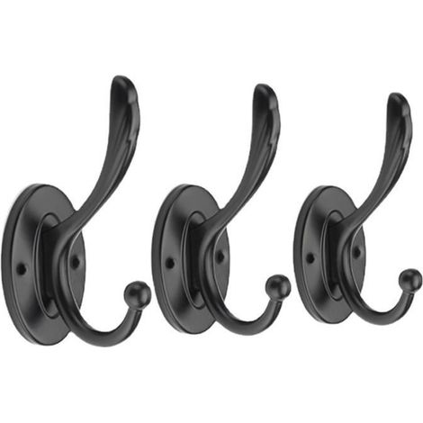 Ensemble de porte-manteau 5 pièces, patère murale, patère rétro pour porte-manteau salle de bain cuisine - noir (1/4)