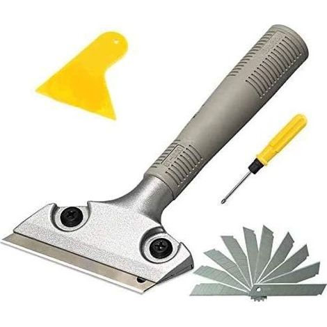 Grattoir à vitres industriel, nettoyeur de cuisinière, lame extensible pour enlever les autocollants/grattoir à peinture sur carrelage et fenêtres (1/4)