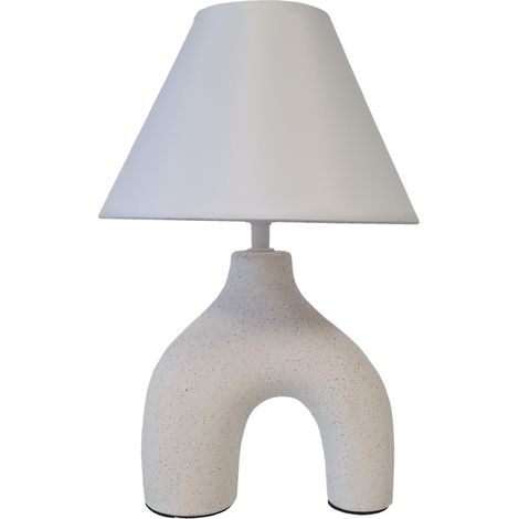 Lampe en céramique beige et blanche 33.5 cm (1/2)