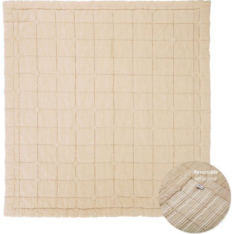 Couverture de Repos Réversible pour Bébé en Coton Lavé Effet Matelassé Caramel - PANGIVO (1/5)