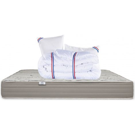 Matelas OrganicCotton, 24 cm, ferme, face été/hiver + 1 oreiller + couette, 160x200cm (1/4)