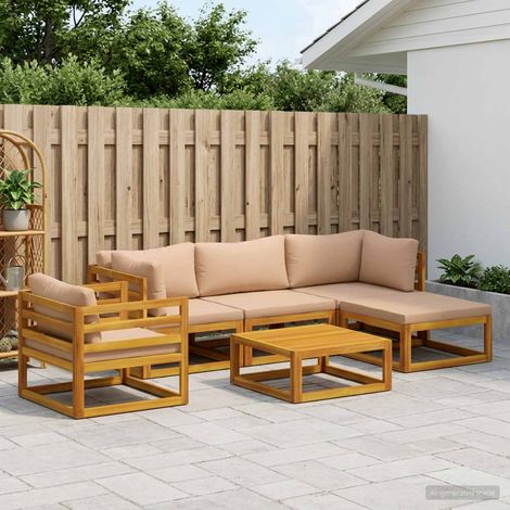 vidaXL Sofa Set 6 pcs Natural Solid Acacia Wood (1/5)