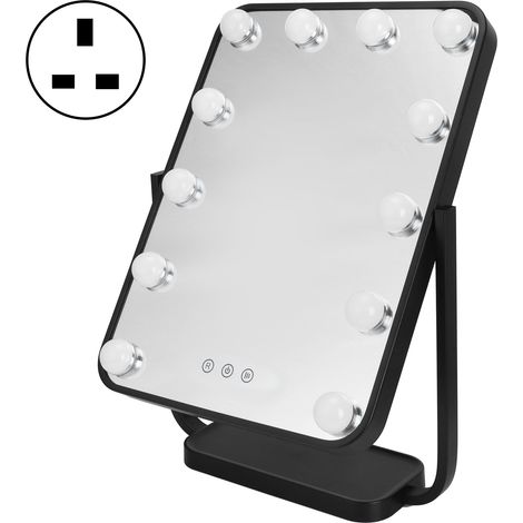 Miroir Maquillage LED Mural Pivotant 360° Tactile Dimmable Lumière Naturelle Chaude Froide 12 Ampoules Design Élégant (1/4)