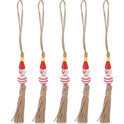 5 perles de Noël en bois, ornements mignons bonhomme de neige couleurs vives, décoration solide pour sapin porte chambre Type 1 (1/5)