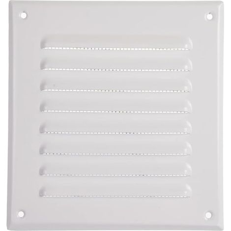 Ventilation Grille 165 x 165 mm, Square Aluminium Ventilation Grille with Insect Protection for Air Outlet, Air Vent Grille, Fireplace, White, Rectangular Air Vent (1/5)
