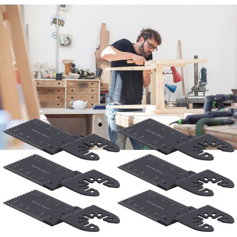 10 lames de scie oscillantes, un kit de lames multi-outils polyvalent pour le bois et le métal. (1/5)