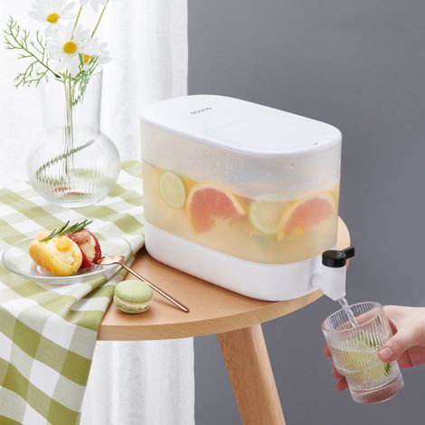 Distributeur De Boissons - 4 L - Pour Réfrigérateur Et Fêtes - Avec Robinet Et Filtre - Blanc (1/5)