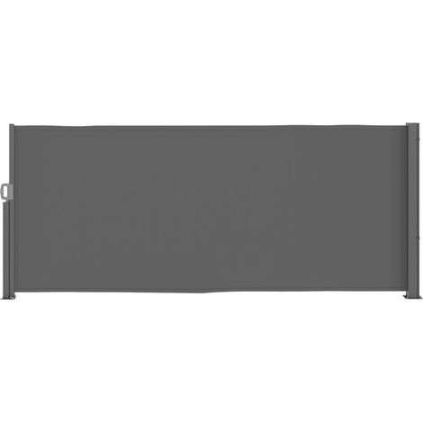 Seitenmarkise ausziehbar blickdicht Sichtschutz mit Wandhalterung Beschichtung Seitenwandmarkise Wandmarkise Windschutz 300x140cm Markise für Balkon Terrasse Garten Dunkelgrau Aosom
