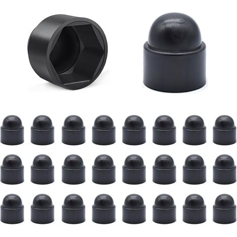 Lot de 25 Cache-écrous M8, Bouchons de Sécurité Noirs avec Empreinte Hexagonale, Protection Contre la Poussière et l'Humidité, Pour Fixations en Intérieur et Extérieur, Facile à Installer (1/5)