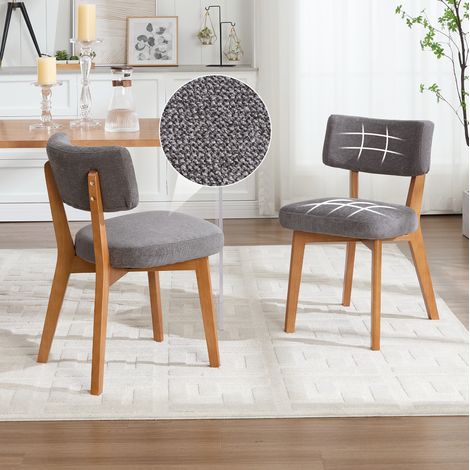 Set de 2 sillas de comedor 54.5x47x77 cm gris en madera con asiento acolchado (1/5)