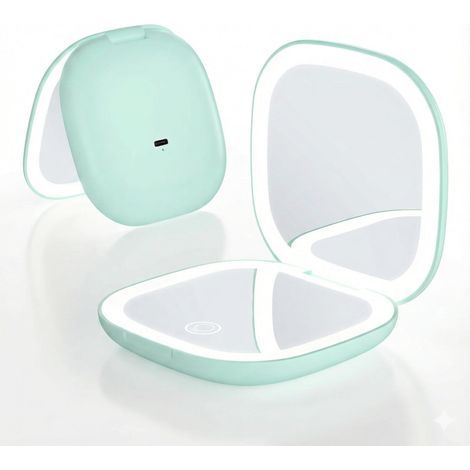 x 5X Magnifying Mirror, USB-C Rechargeable LED, 3 Light Modes, Touch Control, Travel Makeup (1/5)
