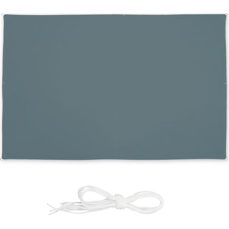 Tenda da sole rettangolare Relaxdays, 2 x 3 m, idrorepellente, UV, con cavi di tensione, terrazza/balcone, grigio (1/5)