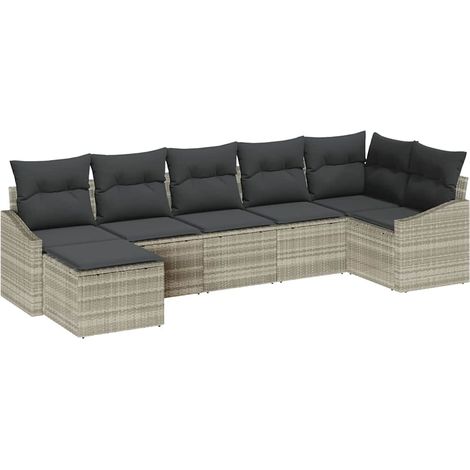 Maison Exclusive - Set di divani con cuscino 7 pcs Grigio chiaro polyrattan