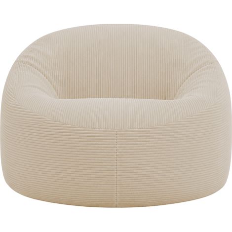 Pouf déhoussable velours côtelé épais 100 cm beige (1/5)