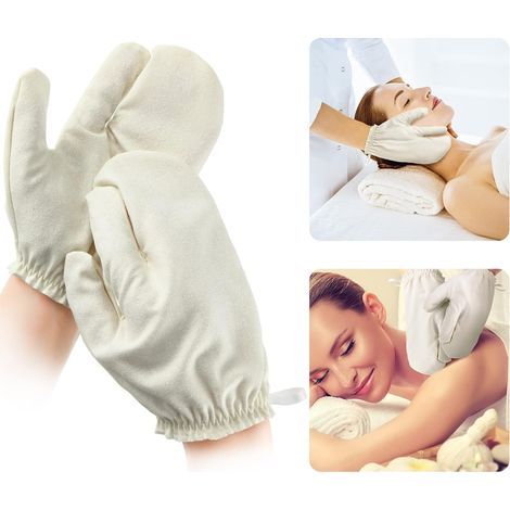2PCS Raw Silk Garshana Gloves Ayurvedic Massage Mitts Raw Silk Gloves Dry Massage Brush Gloves Exfoliating Gloves Bath Scrub Massage Shower Gloves for Women (1/5)