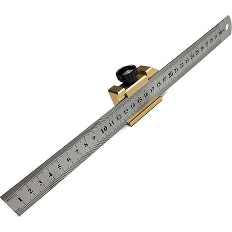 Jauge de marquage 30 cm, Trusquin à mortaise Règle de travail du bois avec bloc de positionnement (1/5)