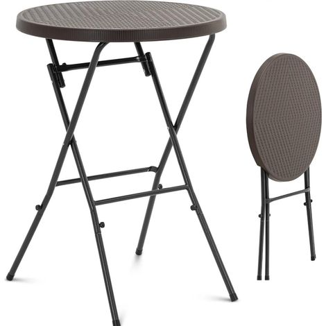 Mesa redonda plegable para jardín, 79 x 110 cm, color negro. (1/5)