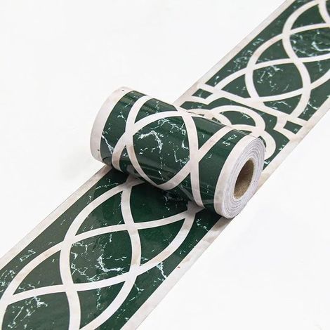 Bordure de papier peint Vert-34 Décoration murale amovible Frise Murale Autocollant Papier Peint Autocollant imperméable en PVC Plinthe Autocollant 10cm X 300cm (1/5)